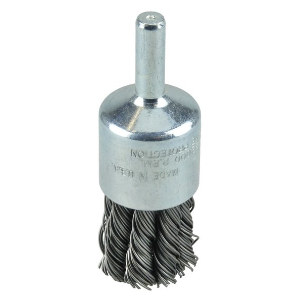 Weiler 1-1/8" Knot Wire End Brush, .020" Steel Fill 10028